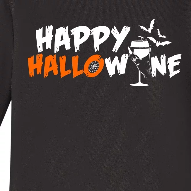 Happy Hallowine Funny Halloween Baby Long Sleeve Bodysuit