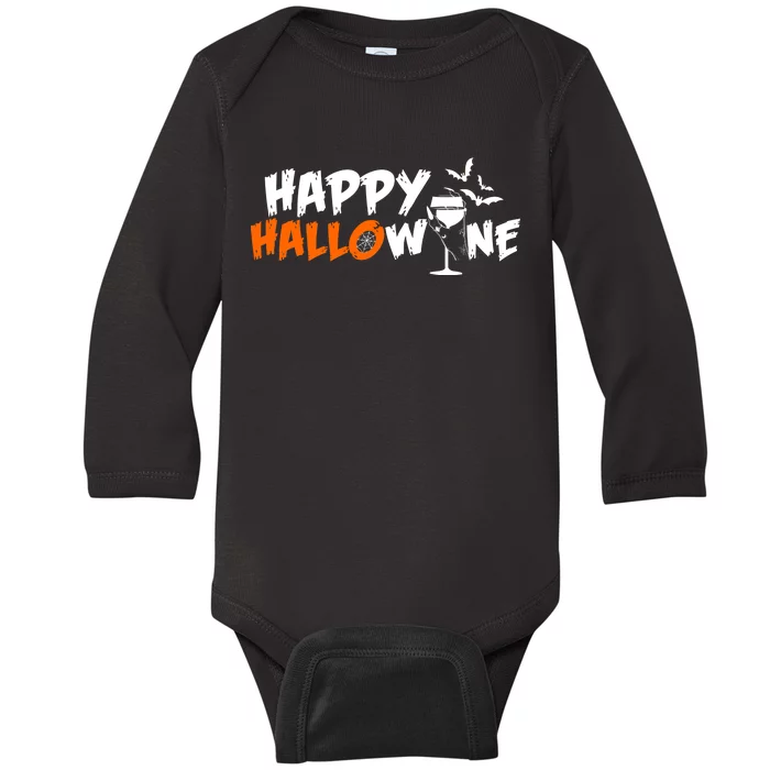 Happy Hallowine Funny Halloween Baby Long Sleeve Bodysuit