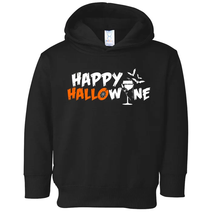 Happy Hallowine Funny Halloween Toddler Hoodie