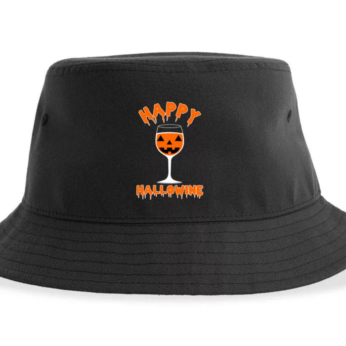 Happy Hallowine Funny Halloween Wine Sustainable Bucket Hat