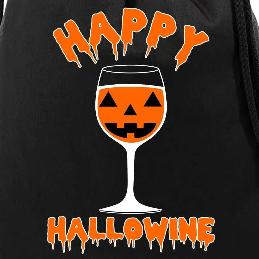 Happy Hallowine Funny Halloween Wine Drawstring Bag