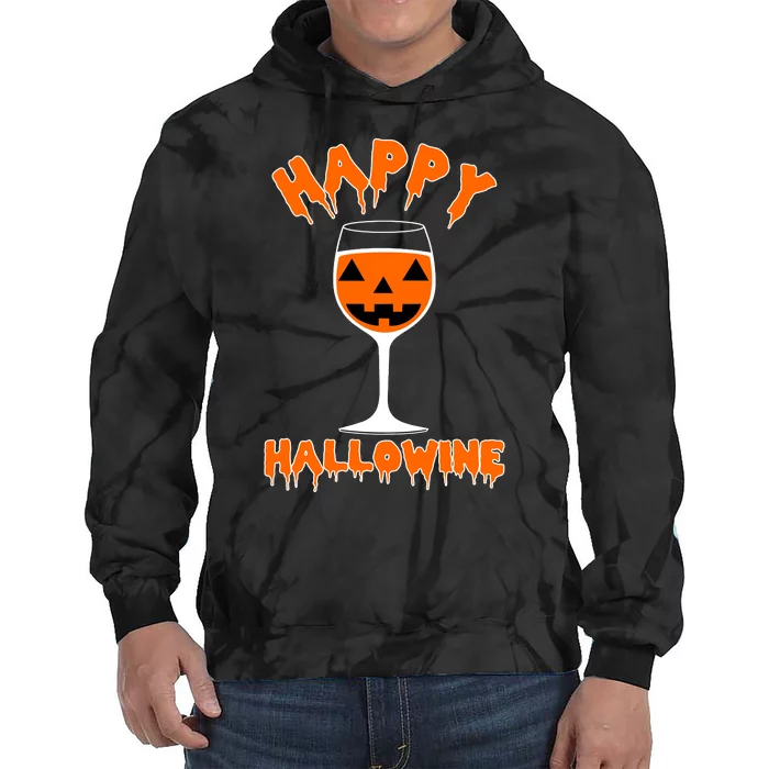 Happy Hallowine Funny Halloween Wine Tie Dye Hoodie