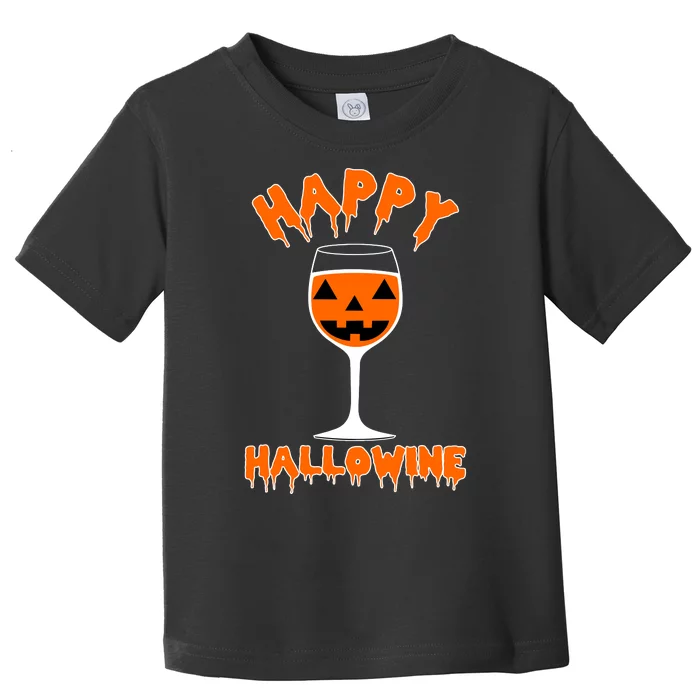 Happy Hallowine Funny Halloween Wine Toddler T-Shirt