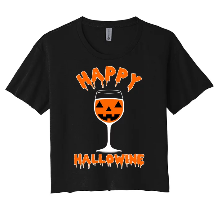 Happy Hallowine Funny Halloween Wine Women's Crop Top Tee