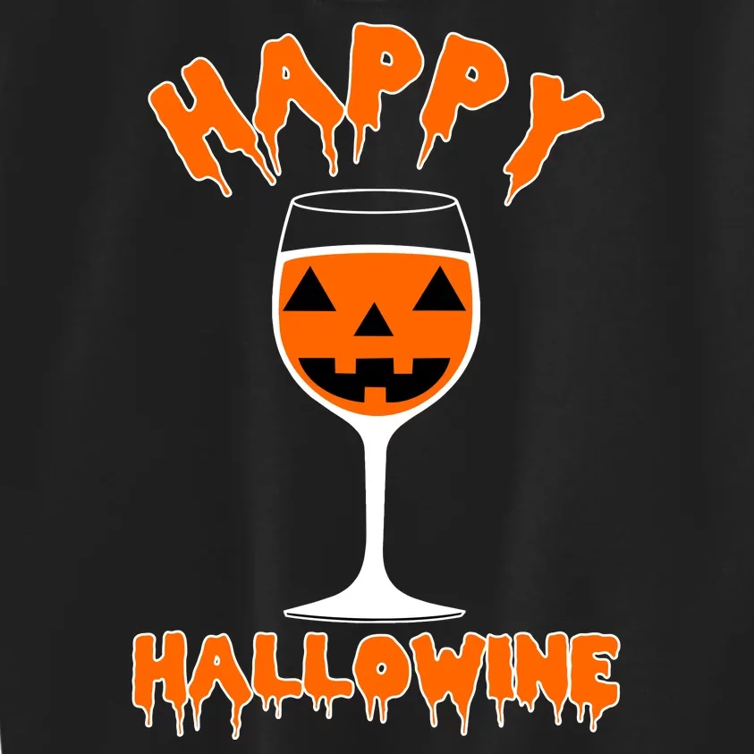 Happy Hallowine Funny Halloween Wine Kids Sweatshirt