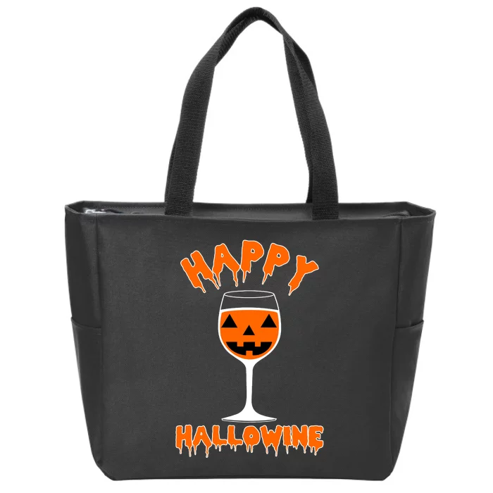 Happy Hallowine Funny Halloween Wine Zip Tote Bag