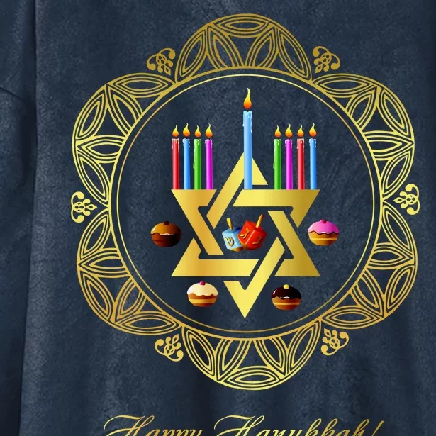 Happy Hanukkah Hooded Wearable Blanket