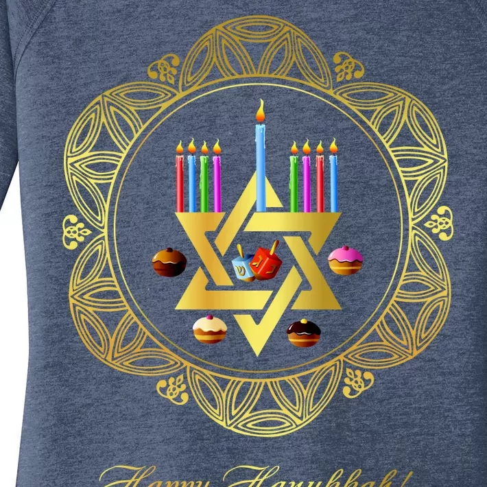 Happy Hanukkah Women's Perfect Tri Tunic Long Sleeve Shirt