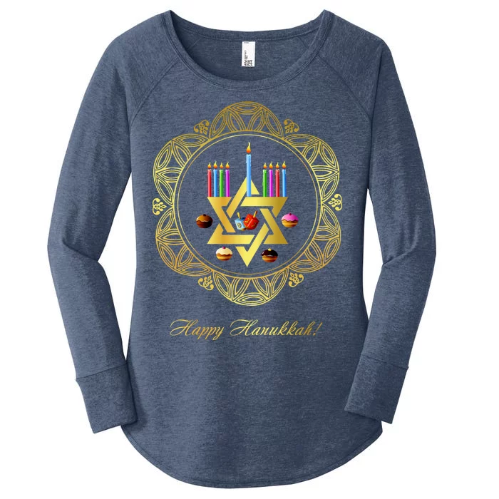 Happy Hanukkah Women's Perfect Tri Tunic Long Sleeve Shirt