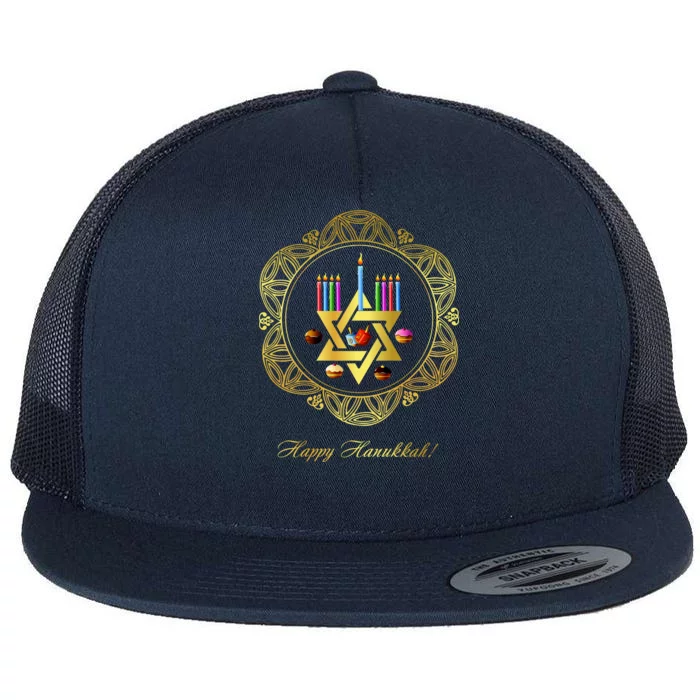 Happy Hanukkah Flat Bill Trucker Hat