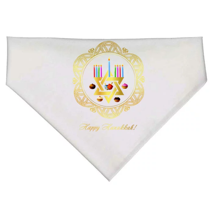 Happy Hanukkah USA-Made Doggie Bandana