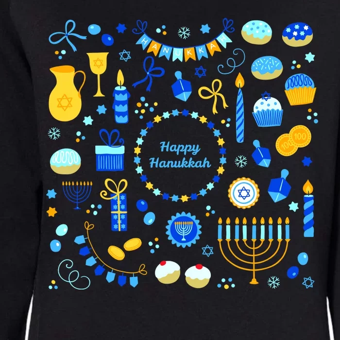 Happy Hanukkah Dreidel Star of David Menorah Mashup Womens California Wash Sweatshirt