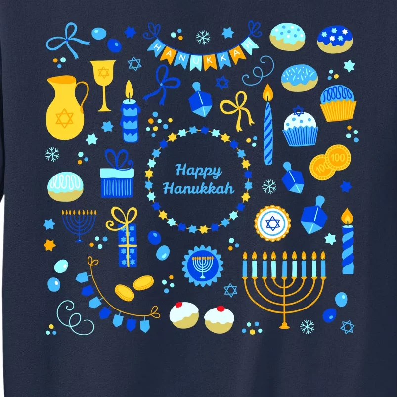 Happy Hanukkah Dreidel Star of David Menorah Mashup Sweatshirt