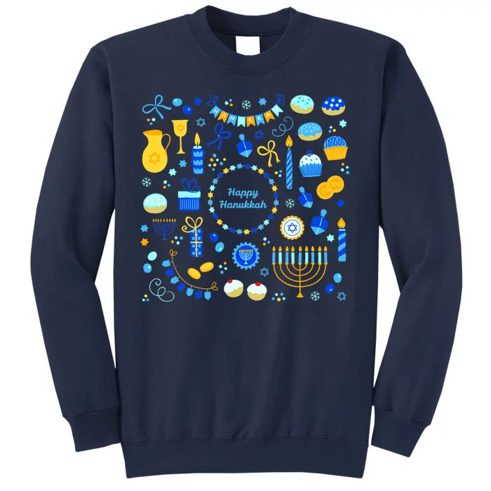 Happy Hanukkah Dreidel Star of David Menorah Mashup Sweatshirt