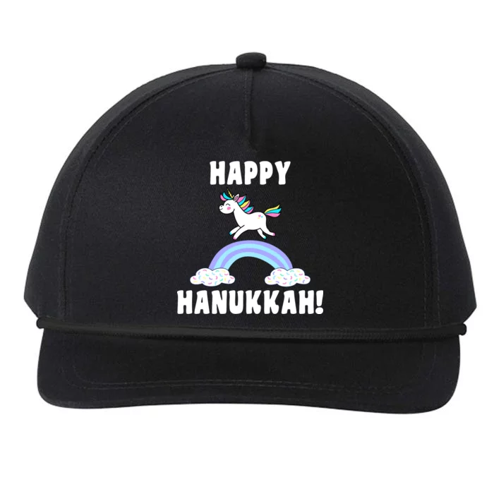 Happy Hanukkah Magic Unicorn Snapback Five-Panel Rope Hat