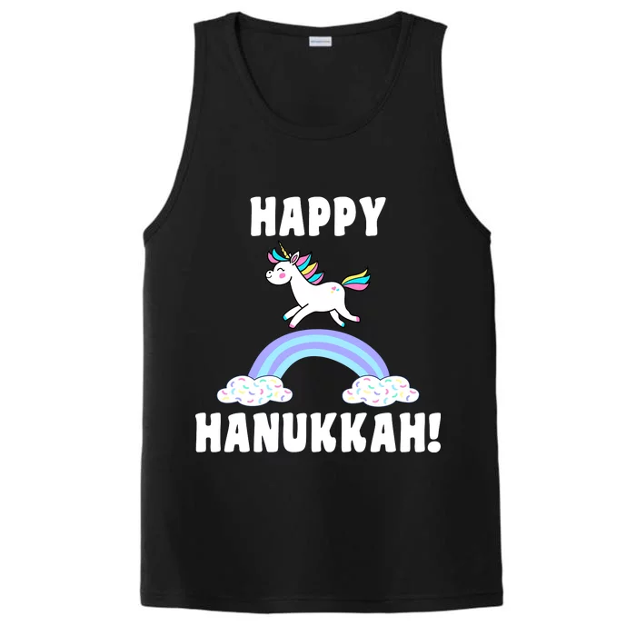 Happy Hanukkah Magic Unicorn Performance Tank