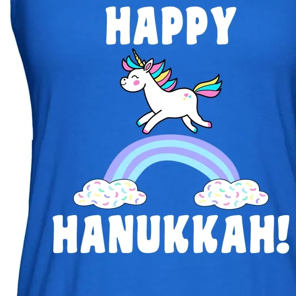 Happy Hanukkah Magic Unicorn Ladies Essential Flowy Tank