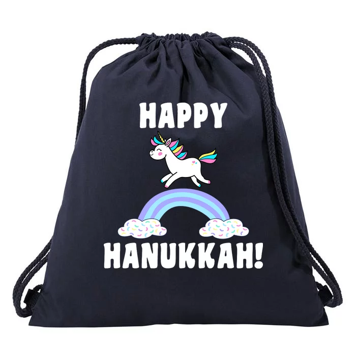 Happy Hanukkah Magic Unicorn Drawstring Bag