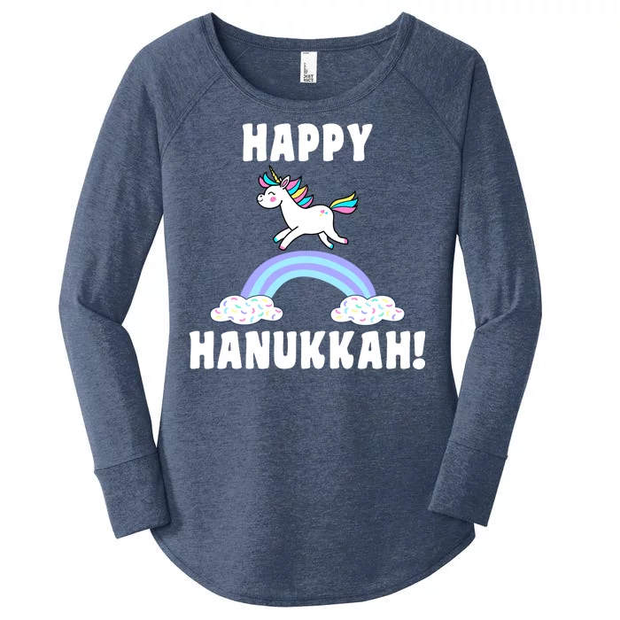 Happy Hanukkah Magic Unicorn Women's Perfect Tri Tunic Long Sleeve Shirt