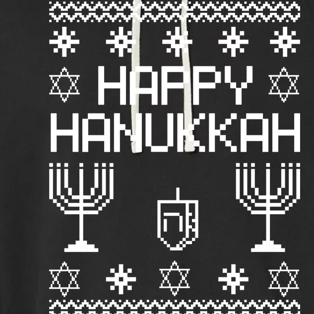 Happy Hanukkah Ugly Garment-Dyed Fleece Hoodie