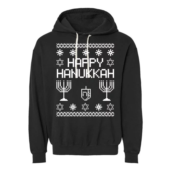 Happy Hanukkah Ugly Garment-Dyed Fleece Hoodie