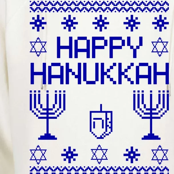 Happy Hanukkah Ugly Womens Funnel Neck Pullover Hood