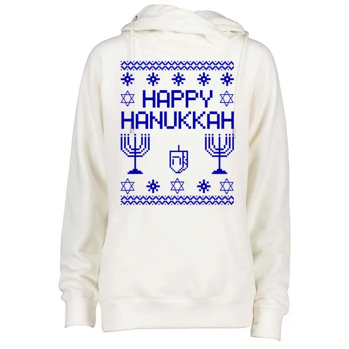 Happy Hanukkah Ugly Womens Funnel Neck Pullover Hood