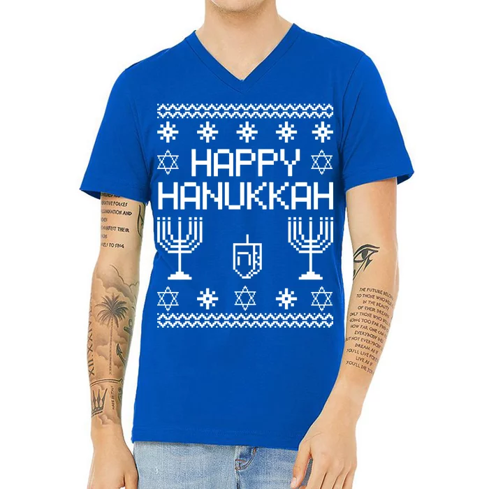 Happy Hanukkah Ugly V-Neck T-Shirt