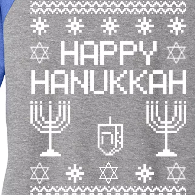 Happy Hanukkah Ugly Women's Tri-Blend 3/4-Sleeve Raglan Shirt