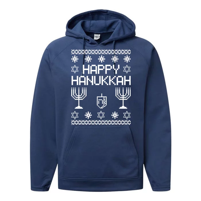 Happy Hanukkah Ugly Performance Fleece Hoodie