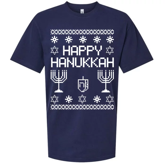 Happy Hanukkah Ugly Sueded Cloud Jersey T-Shirt