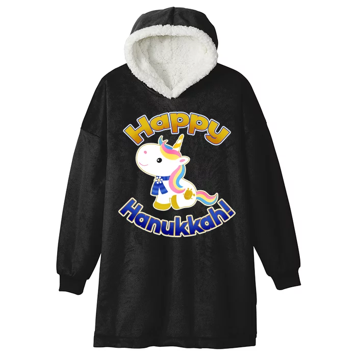 Happy Hanukkah Unicorn Hooded Wearable Blanket