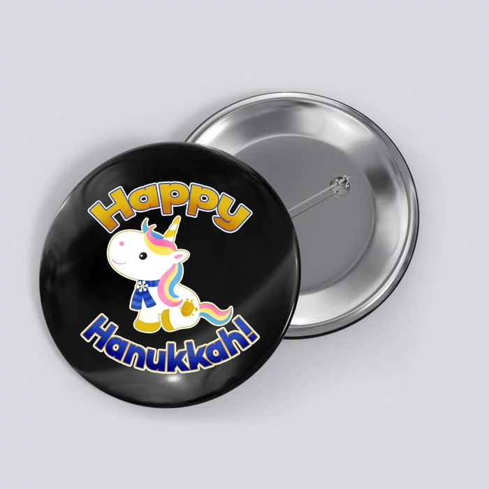 Happy Hanukkah Unicorn Button