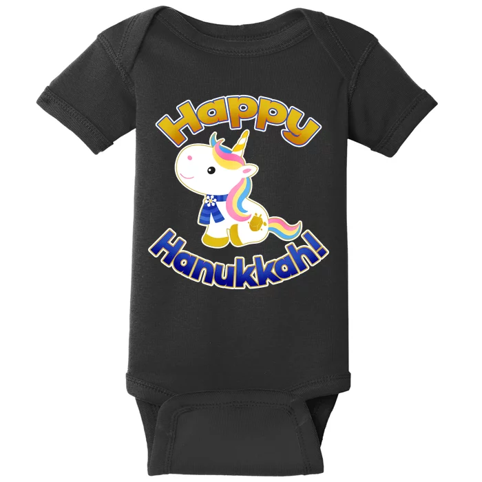 Happy Hanukkah Unicorn Baby Bodysuit