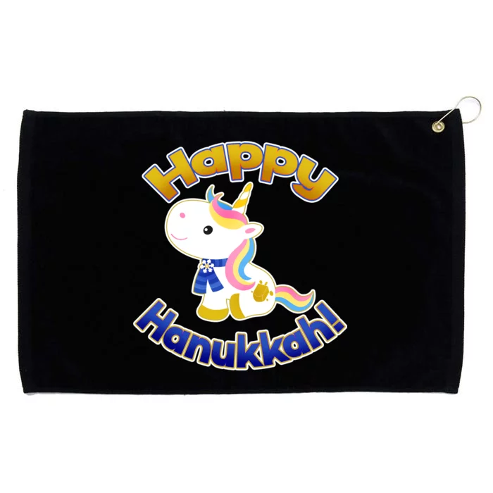 Happy Hanukkah Unicorn Grommeted Golf Towel