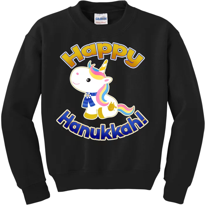 Happy Hanukkah Unicorn Kids Sweatshirt