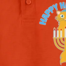 Happy Hanukkat Hanukkah Jewish Cat Dry Zone Grid Performance Polo