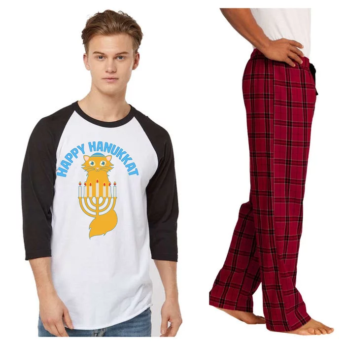 Happy Hanukkat Hanukkah Jewish Cat Raglan Sleeve Pajama Set