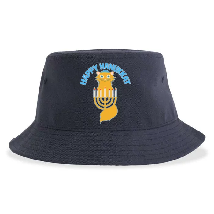 Happy Hanukkat Hanukkah Jewish Cat Sustainable Bucket Hat