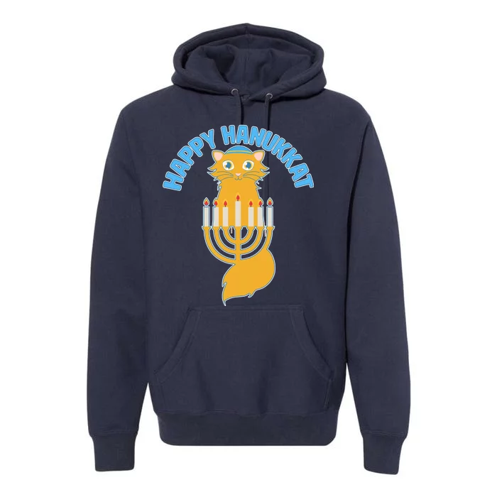 Happy Hanukkat Hanukkah Jewish Cat Premium Hoodie