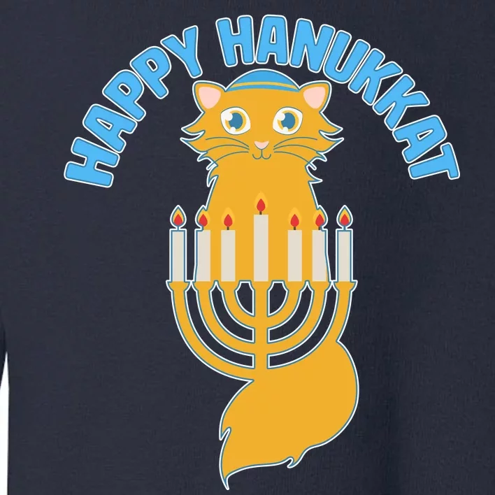 Happy Hanukkat Hanukkah Jewish Cat Toddler Sweatshirt