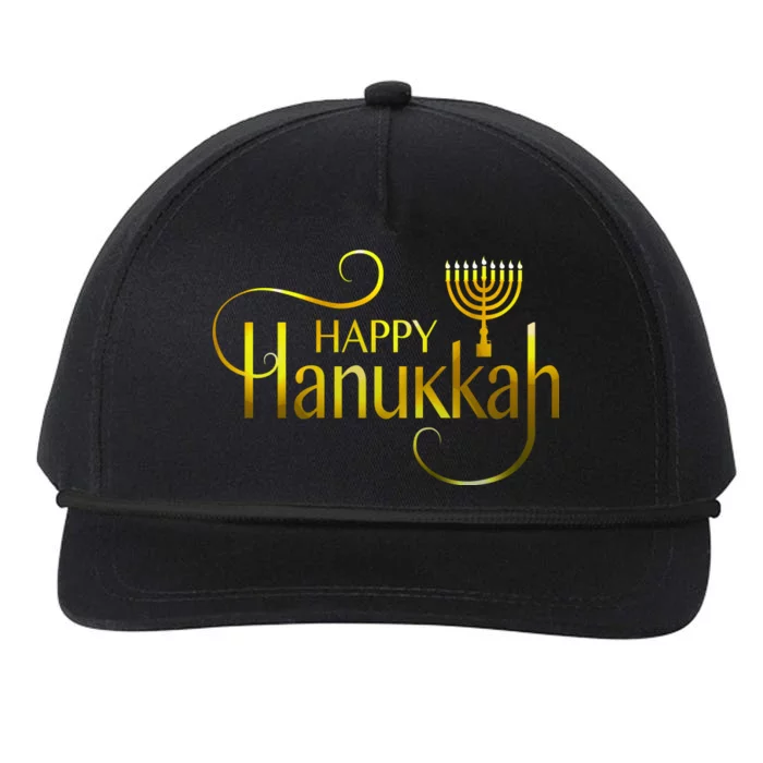 Happy Haunkkah Menorah Logo Snapback Five-Panel Rope Hat