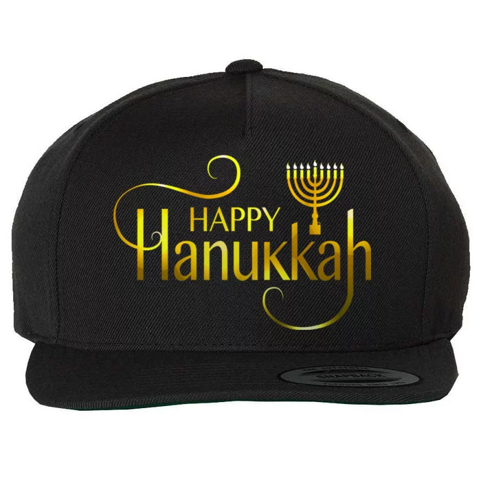 Happy Haunkkah Menorah Logo Wool Snapback Cap