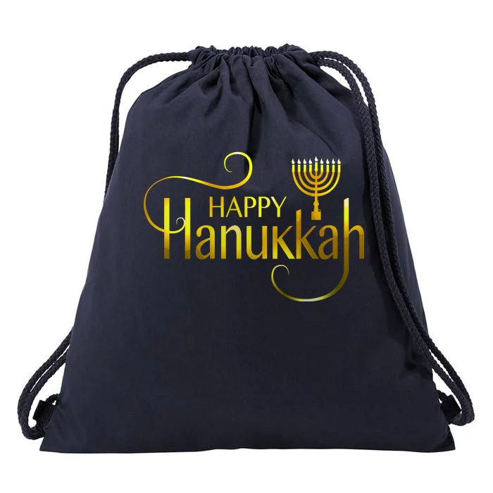 Happy Haunkkah Menorah Logo Drawstring Bag