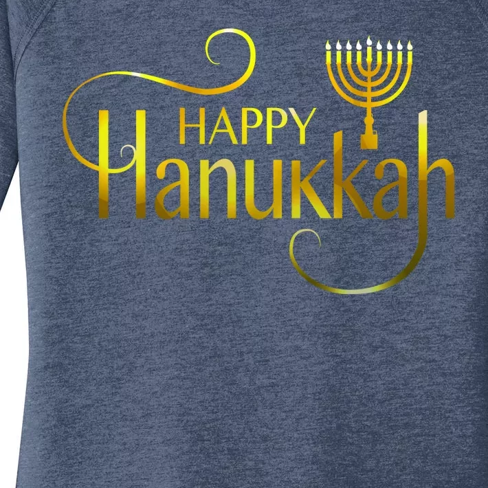 Happy Haunkkah Menorah Logo Women's Perfect Tri Tunic Long Sleeve Shirt