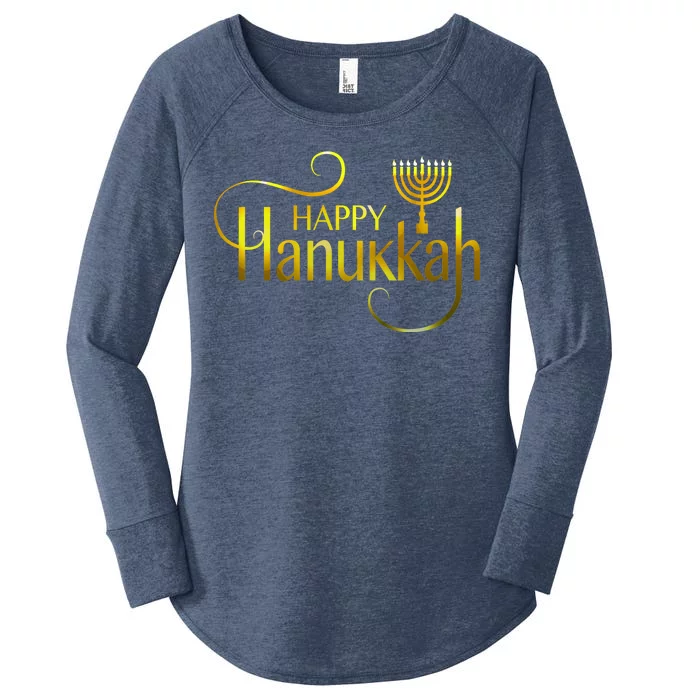 Happy Haunkkah Menorah Logo Women's Perfect Tri Tunic Long Sleeve Shirt