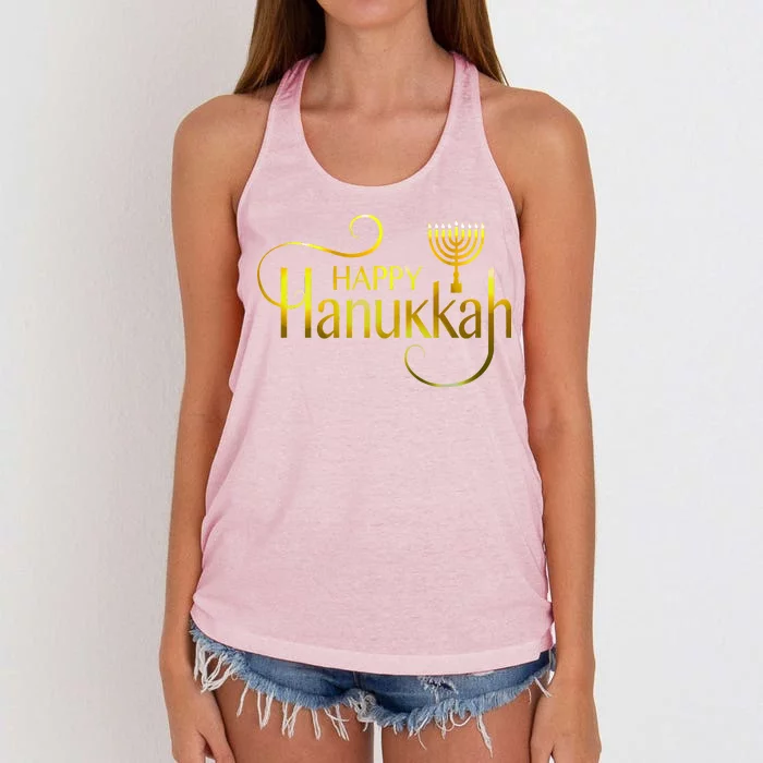 Happy Haunkkah Menorah Logo Women's Knotted Racerback Tank