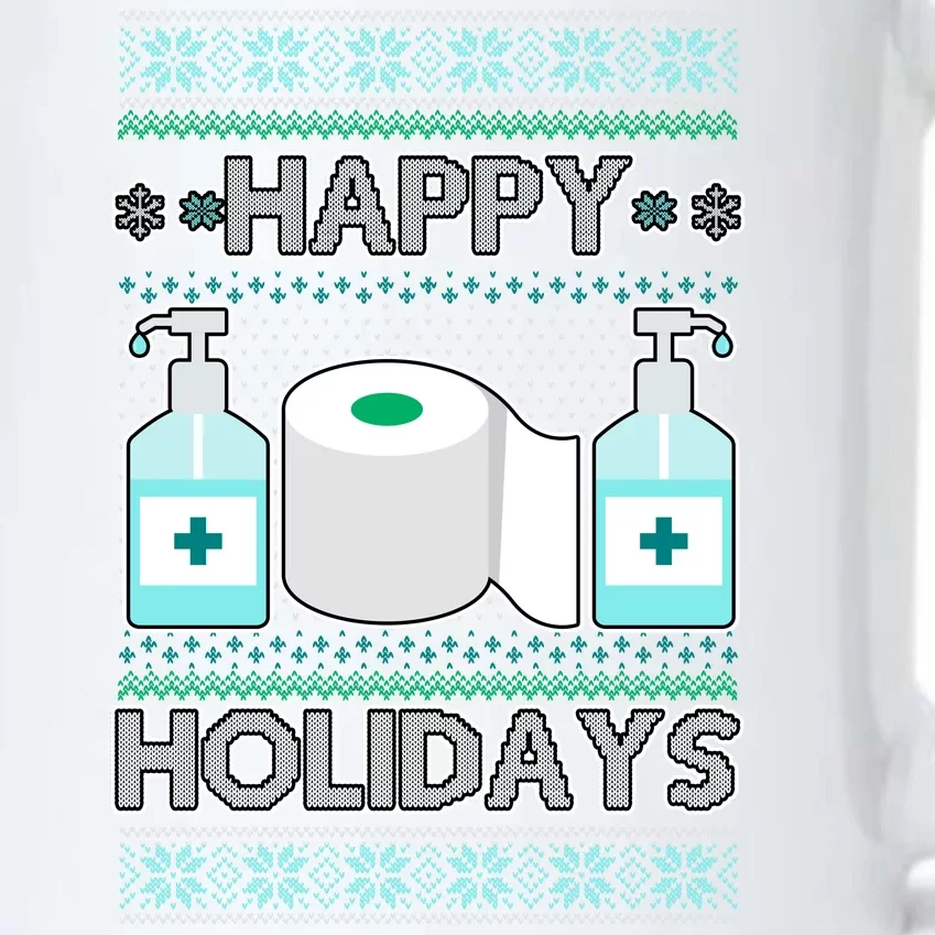 Happy Holidays Toilet Paper Hand Sanitizer Ugly Christmas Sweater Black Color Changing Mug