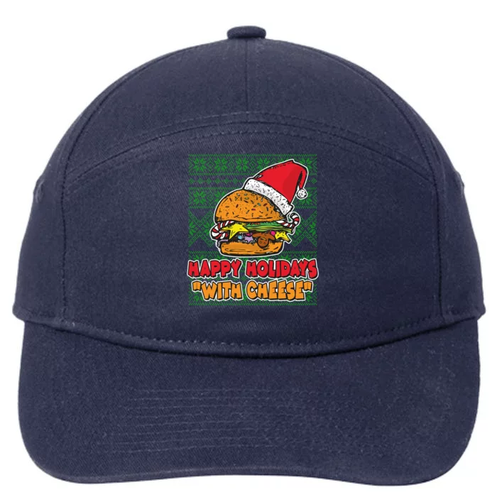 Happy Holidays With Cheese Ugly Christmas Sweater 7-Panel Snapback Hat