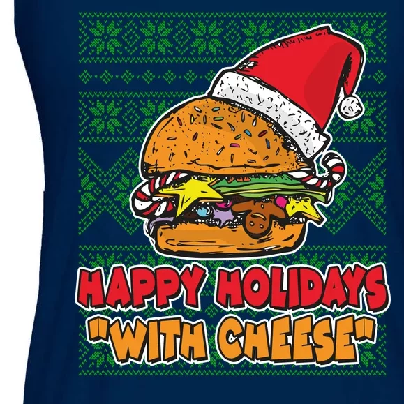 Happy Holidays With Cheese Ugly Christmas Sweater Ladies Essential Flowy Tank